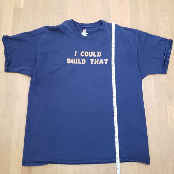 Woodworking T Shirt Mens 2XL Blue Short Sleeve I Could Build That Hanes Cotton - Picture 9 of 10